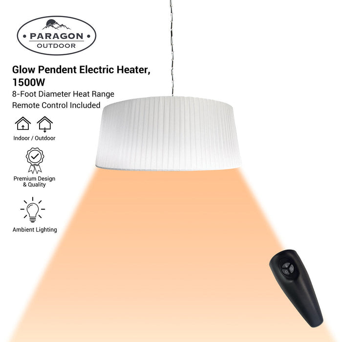Paragon Outdoor OH-WH1500-3E - SOL Pendent Electric Heater - 29.1 in. x 29.1 in. x 12.6 in. - White