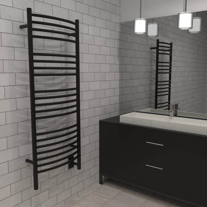 Amba Products DCMB Jeeves Model D Curved 20-Bar Hardwired Towel Warmer - 6.5 x 21.25 x 53.5 in. - Matte Black Finish