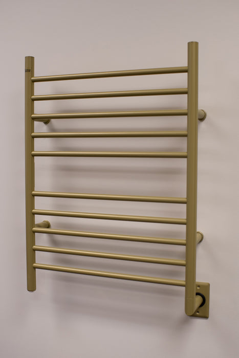 Amba Products RWH-SSB Radiant Straight 10-Bar Hardwired + Plug-in Combo Towel Warmer - 4.75 x 24.5 x 31.875 in. - Satin Brass Finish