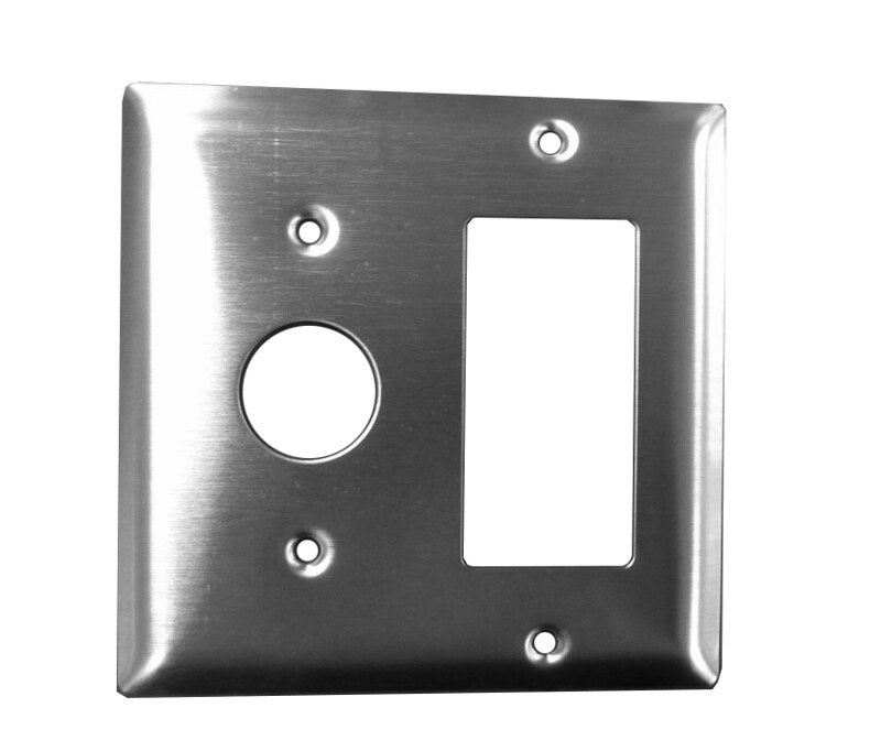 Amba Products Controller AJ-DGP-B Jeeves Double Gang Plate - 0.5 x 4.5 x 4.5 in. - Brushed Finish