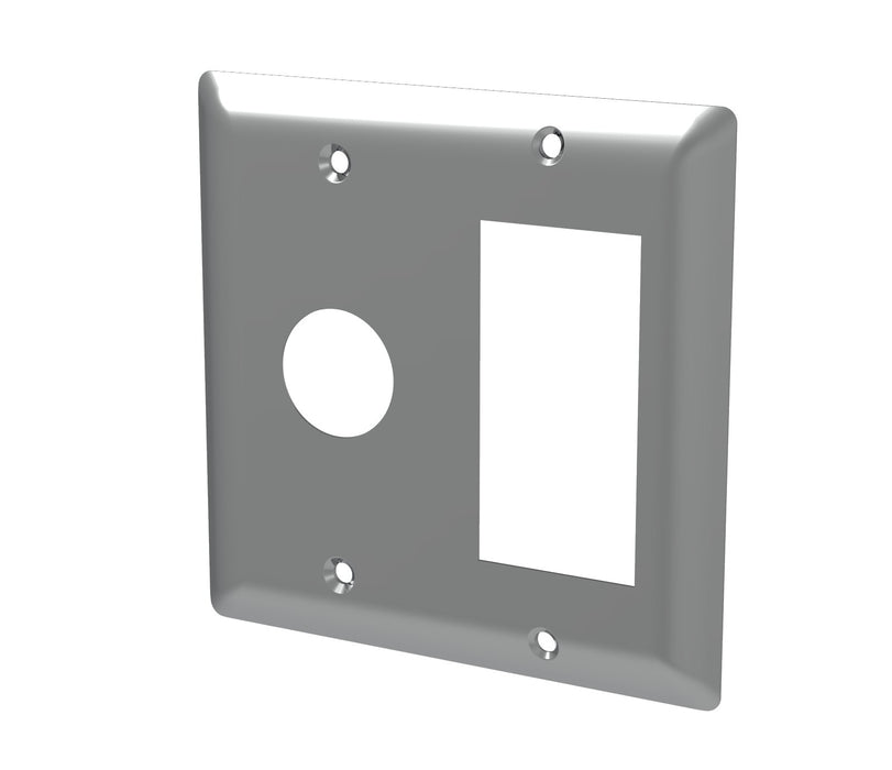 Amba Products Controller AJ-DGP-P Jeeves Double Gang Plate - 0.5 x 4.5 x 4.5 in. - Polished Finish