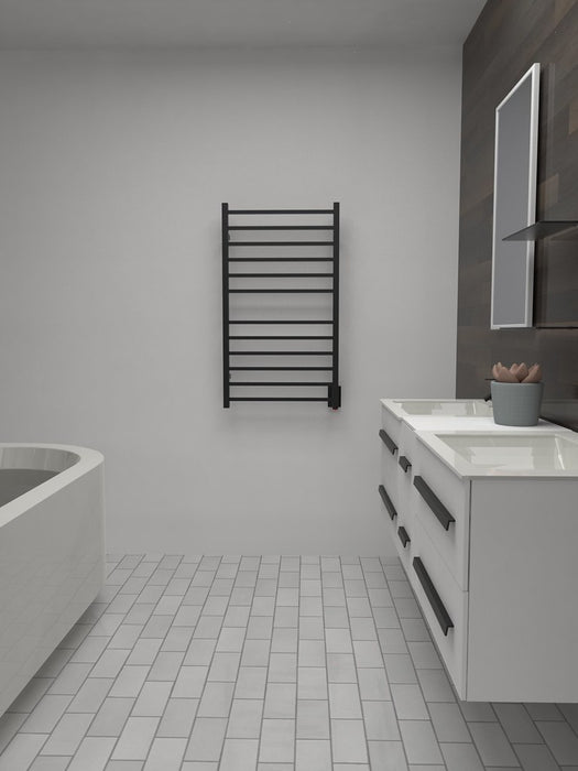 Amba Products RSWHL-MB Radiant 12-Bar Large Square Hardwired Plug-in Combo Towel Warmer - 4.75 x 24.5 x 41.75 in. - Matte Black Finish