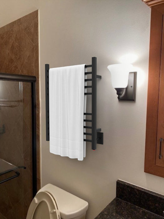 Amba Products RSWH-MB Radiant 10-Bar Square Hardwired + Plug-in Combo Towel Warmer - 4.75 x 24.5 x 31.5 in. - Matte Black Finish