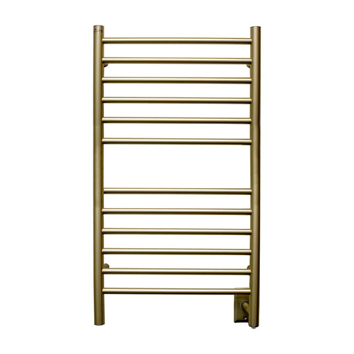 Amba Products RWHL-SSB Radiant Straight 12-Bar Large Hardwired + Plug-in Combo Towel Warmer - 4.75 x 24.5 x 41.75 in. - Satin Brass Finish