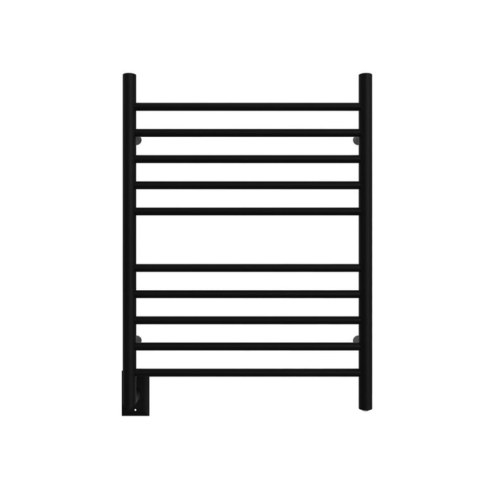 Amba Products RWH-SMB-LEFT Radiant Straight 10-Bar Hardwired + Plug-in Combo (Left Side) Towel Warmer - 4.75 x 24.5 x 31.875 in. - Matte Black Finish