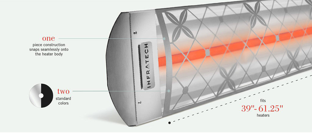 Infratech C Series Single Element with Traditional Motif C3028MG4 3000 Watts 208V 14.42 Amps Infrared Electric Patio Heater 61.25 x 8.19 x 2.5 in. Stainless Steel Marine Grade Color