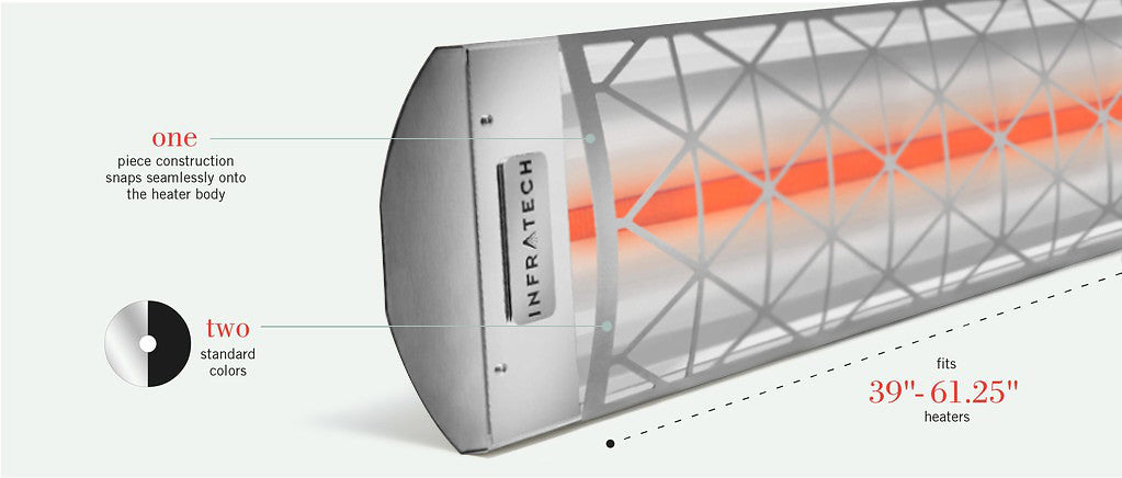 Infratech C Series Single Element with Contemporary Motif C4028SS1 4000 Watts 208V 19.23 Amps Infrared Electric Patio Heater 61.25 x 8.19 x 2.5 in. Stainless Steel Color