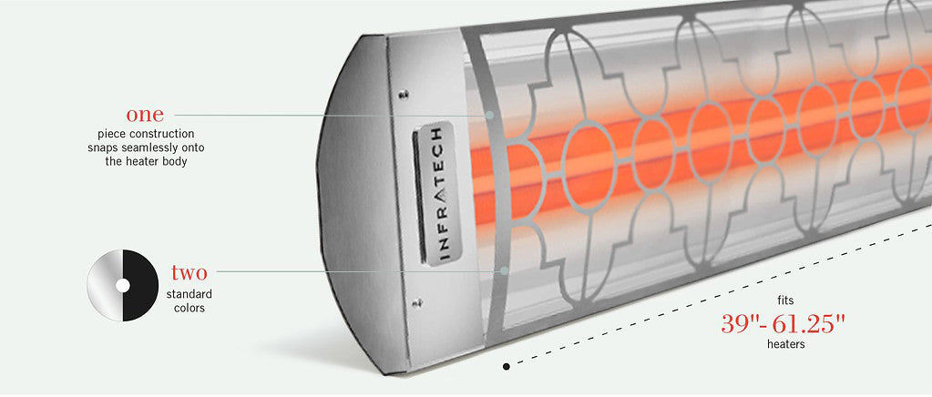 Infratech C Series Single Element with Mediterranean Motif C3027MG3 3000 Watts 277V 10.83 Amps Infrared Electric Patio Heater 61.25 x 8.19 x 2.5 in. Stainless Steel Marine Grade Color