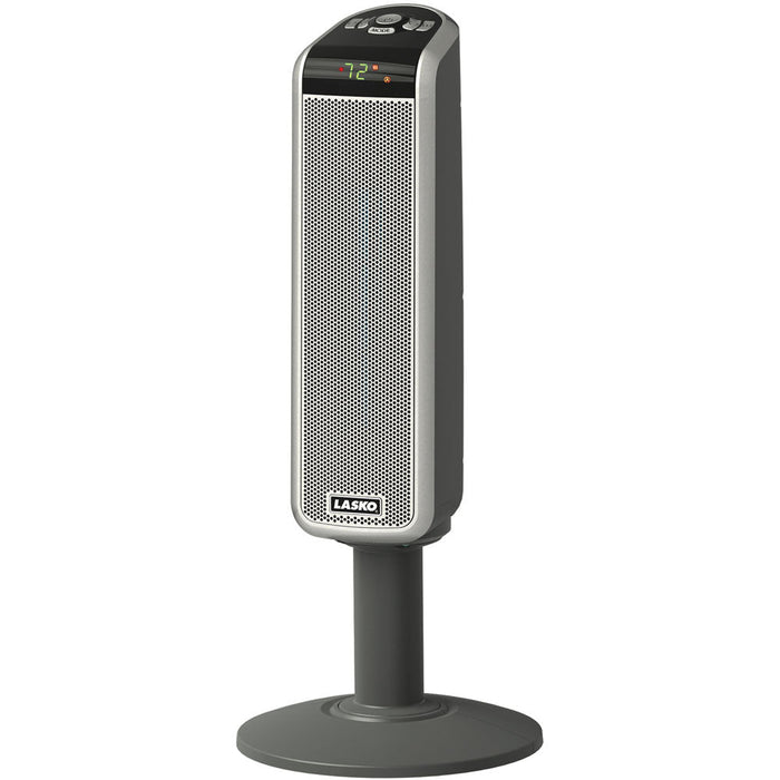 Almo 5397 Space-Saving Ceramic Pedestal Heater with Front-Facing Display and Digital Remote Control  - 12 in. x 12.00 in. x 29 in.