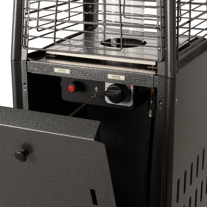 Fire Sense 64381 - Square Pyramid Flame Patio Heater in Hammered Platinum - Black