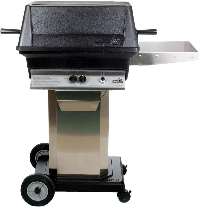 PGS A-Series A30LP 20 Inch Liquid Propane Outdoor Patio Gas Grill Head on AS PED Stainless Steel Pedestal Kit and ALC Black Wheeled Base