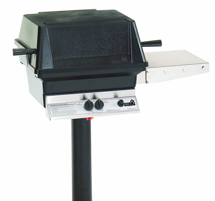 PGS A-Series A40LP 26 Inch Liquid Propane Outdoor Patio Gas Grill Head on APP Black Permanent Mounting Post