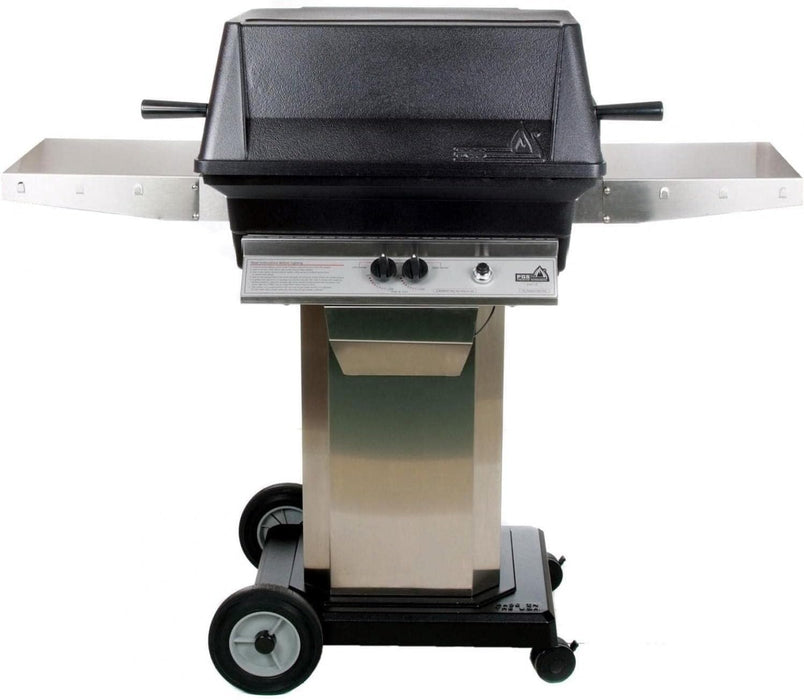 PGS A-Series A40LP 26 Inch Liquid Propane Outdoor Patio Gas Grill Head on AS PED Stainless Steel Pedestal Kit and ALC Wheeled Base