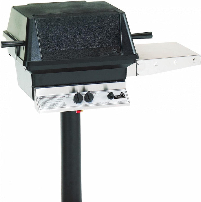 PGS A-Series A40NG 26 Inch Natural Gas Outdoor Patio Gas Grill Head on APP Black Permanent Mounting Post