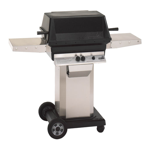 PGS A-Series A40NG 26 Inch Natural Gas Outdoor Patio Gas Grill Head on AS PED Stainless Steel Pedestal Kit and ANC Black Wheeled Base