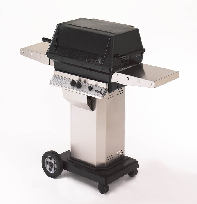 PGS A-Series A40NG 26 Inch Natural Gas Outdoor Patio Gas Grill Head on AS PED Stainless Steel Pedestal Kit and ANC Black Wheeled Base