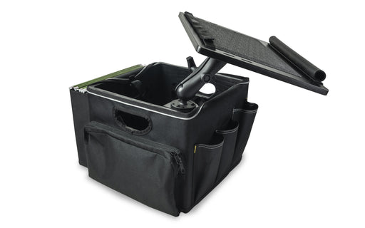 AutoExec AUE80018-1 Mobile Office Solution Milk Crate with Apron and Laptop Tray in Black Color - 13 in. x 13 in. x 10.5 in.