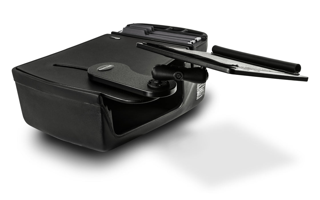 AutoExec AUE10070-1 Reach Desk Front Seat Series Car Seat Desk in Black Color - 25.25 in. x 20.5 in. x 11 in.