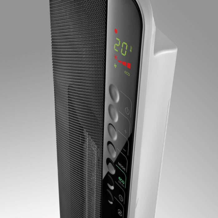 Almo TCH8093ER De'Longhi Digital Flat Panel 27" Tower Ceramic Heater  - 10.83 in. x 10.6 in. x 27.36 in. - Black and White