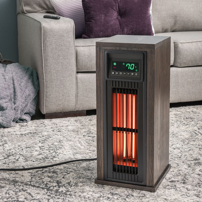 Almo HT1216 3-Quartz Infrared Tower Heater with Oscillation and Remote  - 10 in. x 11 in. x 23.60 in. - Brown