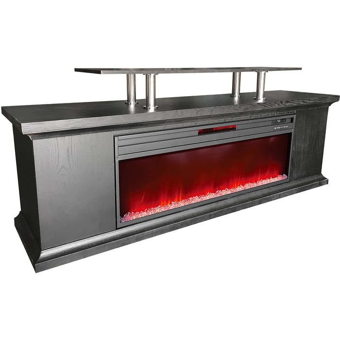 Almo LDFP0009US-BLK 72-inch Media Fireplace with Faux Glass Beads  - 18 in. x 72 in. x 20 in. - Black