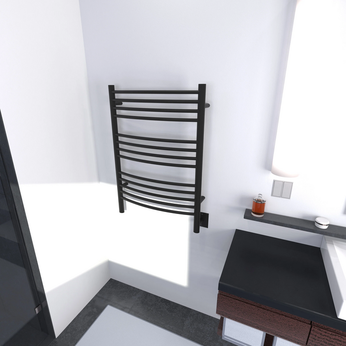 Amba Products CCMB Jeeves Model C Curved 13-Bar Hardwired Towel Warmer - 6.5 x 21.25 x 36.75 in. - Matte Black Finish