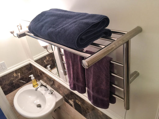 Amba Products RSH-P Radiant 8-Bar Shelf Hardwired Plug-in Combo Towel Warmer - 14 x 24.5 x 19.125 in. - Polished Finish