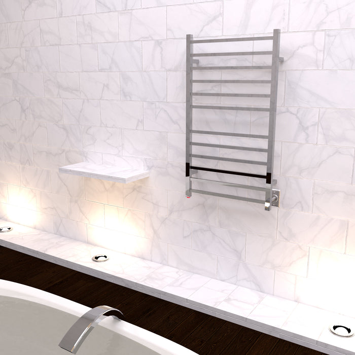 Amba Products RSWHL-B Radiant 12-Bar Large Square Hardwired Plug-in Combo Towel Warmer - 4.75 x 24.5 x 41.75 in. - Brushed Finish