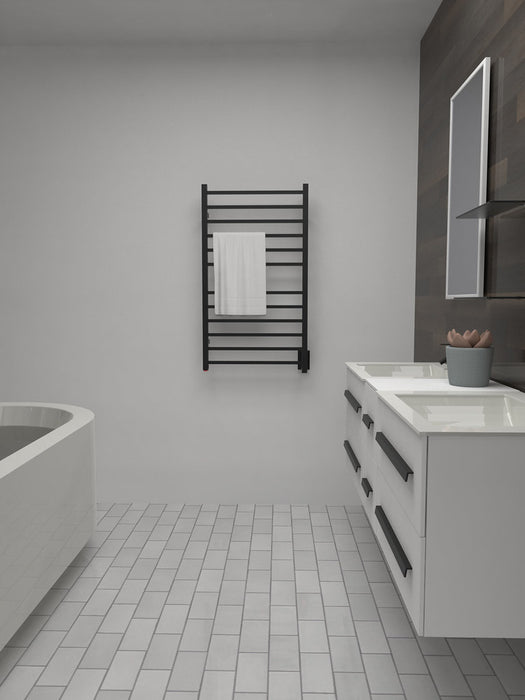 Amba Products RSWHL-MB Radiant 12-Bar Large Square Hardwired Plug-in Combo Towel Warmer - 4.75 x 24.5 x 41.75 in. - Matte Black Finish