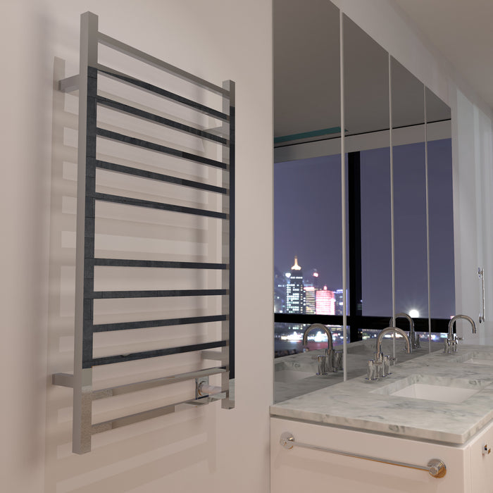 Amba Products RSWHL-P Radiant 12-Bar Large Square Hardwired Plug-in Combo Towel Warmer - 4.75 x 24.5 x 41.75 in. - Polished Finish