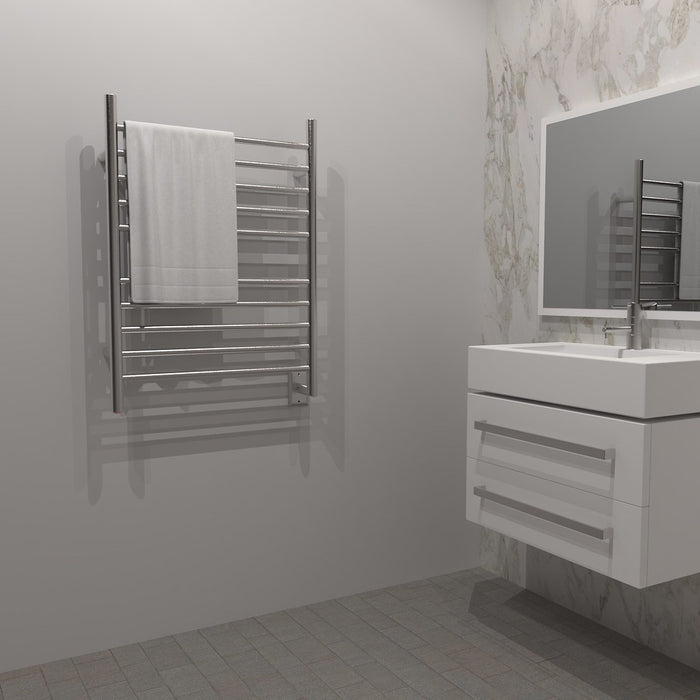 Amba Products RWH-SB Radiant Straight 10-Bar Hardwired Plug-in Combo Towel Warmer - 4.75 x 24.5 x 31.875 in. - Brushed Finish