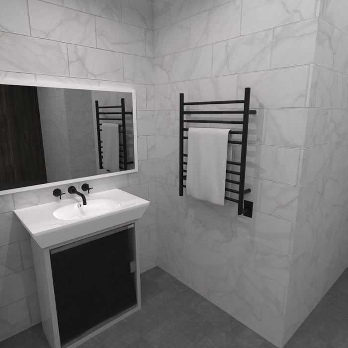 Amba Products RWH-SMB Radiant Straight 10-Bar Hardwired Plug-in Combo Towel Warmer - 4.75 x 24.5 x 31.875 in. - Matte Black Finish