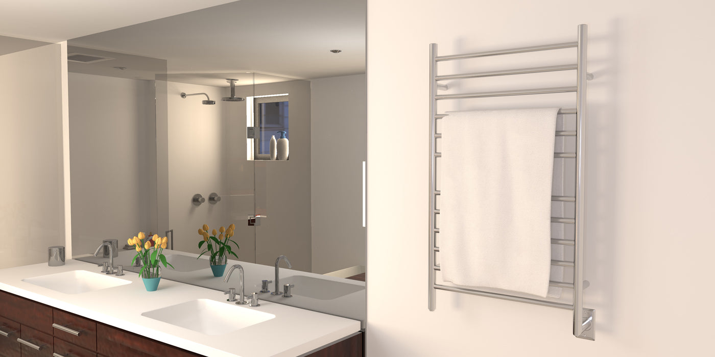 Amba Products RWH-SP Radiant Straight 10-Bar Hardwired Plug-in Combo Towel Warmer - 4.75 x 24.5 x 31.875 in. - Polished Finish