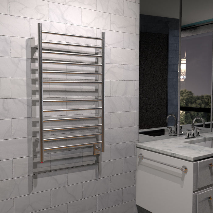 Amba Products RWHL-SB Radiant Straight 12-Bar Large Hardwired Plug-in Combo Towel Warmer - 4.75 x 24.5 x 41.75 in. - Brushed Finish