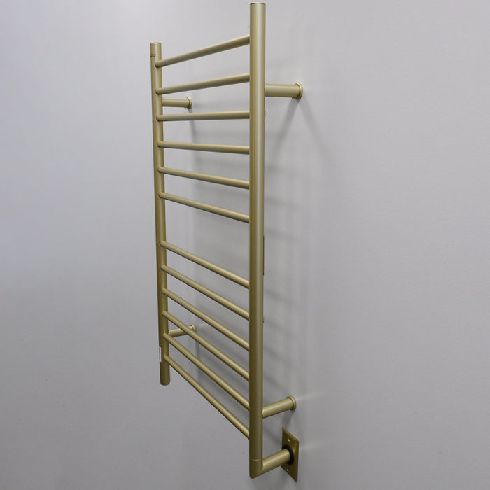 Amba Products RWHL-SSB Radiant Straight 12-Bar Large Hardwired Plug-in Combo Towel Warmer - 4.75 x 24.5 x 41.75 in. - Satin Brass Finish