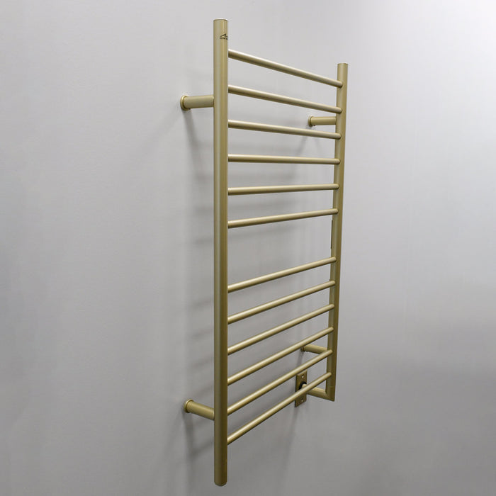 Amba Products RWHL-SSB Radiant Straight 12-Bar Large Hardwired Plug-in Combo Towel Warmer - 4.75 x 24.5 x 41.75 in. - Satin Brass Finish