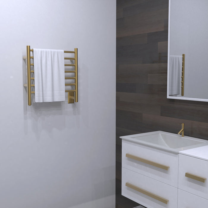 Amba Products RWHS-SSB Radiant 7-Bar Small Hardwired Plug-in Combo Towel Warmer - 4.75 x 20.5 x 20.125 in. - Satin Brass Finish