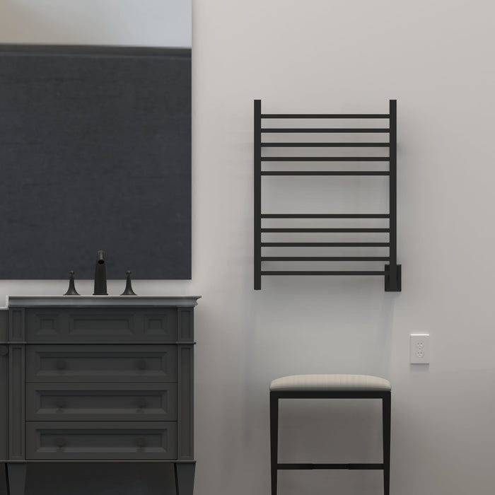 Amba Products RSWH-MB Radiant 10-Bar Square Hardwired Plug-in Combo Towel Warmer - 4.75 x 24.5 x 31.5 in. - Matte Black Finish