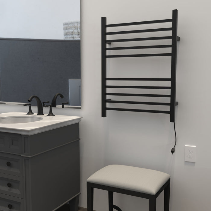 Amba Products RSWH-MB Radiant 10-Bar Square Hardwired Plug-in Combo Towel Warmer - 4.75 x 24.5 x 31.5 in. - Matte Black Finish