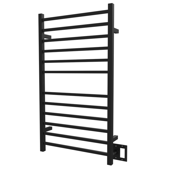 Amba Products RSWHL-MB Radiant 12-Bar Large Square Hardwired Plug-in Combo Towel Warmer - 4.75 x 24.5 x 41.75 in. - Matte Black Finish