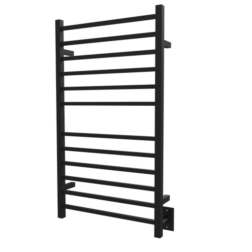 Amba Products RSWHL-MB Radiant 12-Bar Large Square Hardwired Plug-in Combo Towel Warmer - 4.75 x 24.5 x 41.75 in. - Matte Black Finish