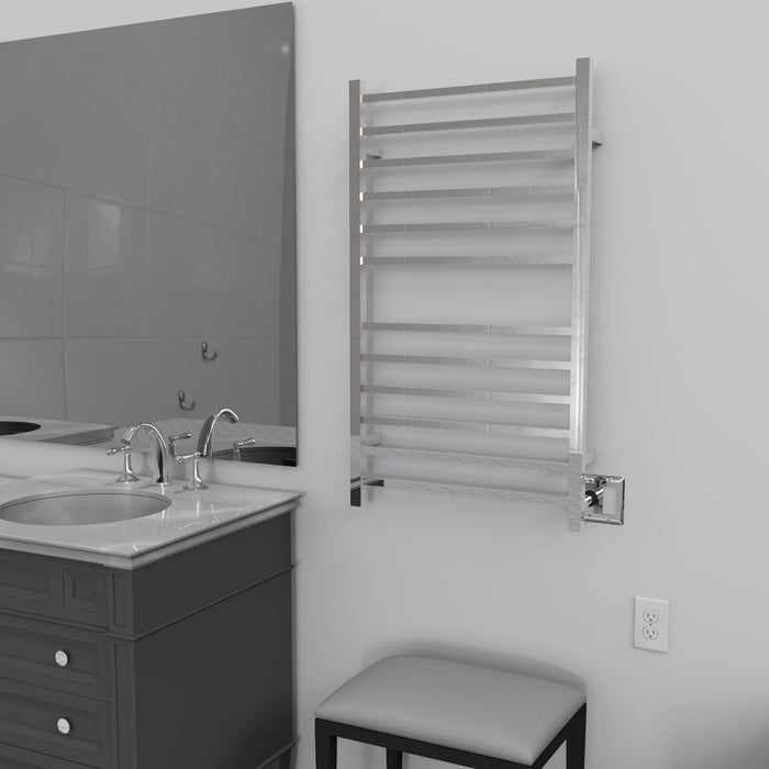 Amba Products RSWHL-P Radiant 12-Bar Large Square Hardwired Plug-in Combo Towel Warmer - 4.75 x 24.5 x 41.75 in. - Polished Finish