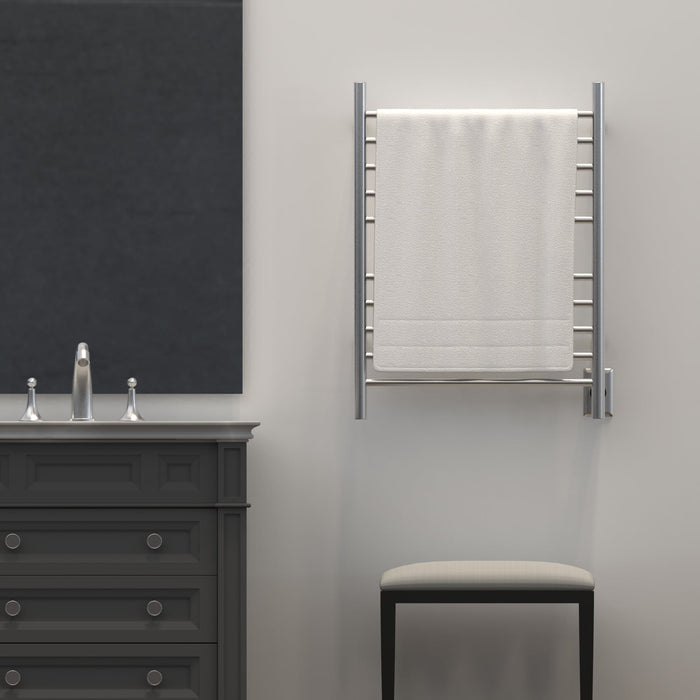 Amba Products RWH-SB Radiant Straight 10-Bar Hardwired Plug-in Combo Towel Warmer - 4.75 x 24.5 x 31.875 in. - Brushed Finish