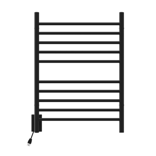 Amba Products RWH-SMB-LEFT Radiant Straight 10-Bar Hardwired Plug-in Combo Left Side Towel Warmer - 4.75 x 24.5 x 31.875 in. - Matte Black Finish
