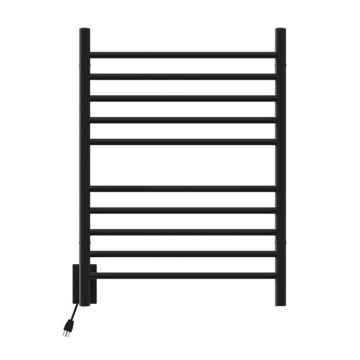 Amba Products RWH-SMB-LEFT Radiant Straight 10-Bar Hardwired Plug-in Combo Left Side Towel Warmer - 4.75 x 24.5 x 31.875 in. - Matte Black Finish