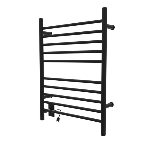 Amba Products RWH-SMB-LEFT Radiant Straight 10-Bar Hardwired Plug-in Combo Left Side Towel Warmer - 4.75 x 24.5 x 31.875 in. - Matte Black Finish
