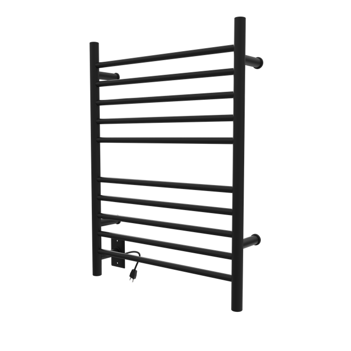 Amba Products RWH-SMB-LEFT Radiant Straight 10-Bar Hardwired Plug-in Combo Left Side Towel Warmer - 4.75 x 24.5 x 31.875 in. - Matte Black Finish