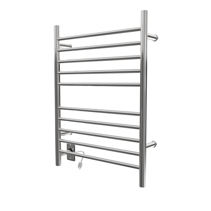 Amba Products RWH-SP-LEFT Radiant Straight 10-Bar Hardwired Plug-in Combo Left Side Towel Warmer - 4.75 x 24.5 x 31.875 in. - Polished Finish