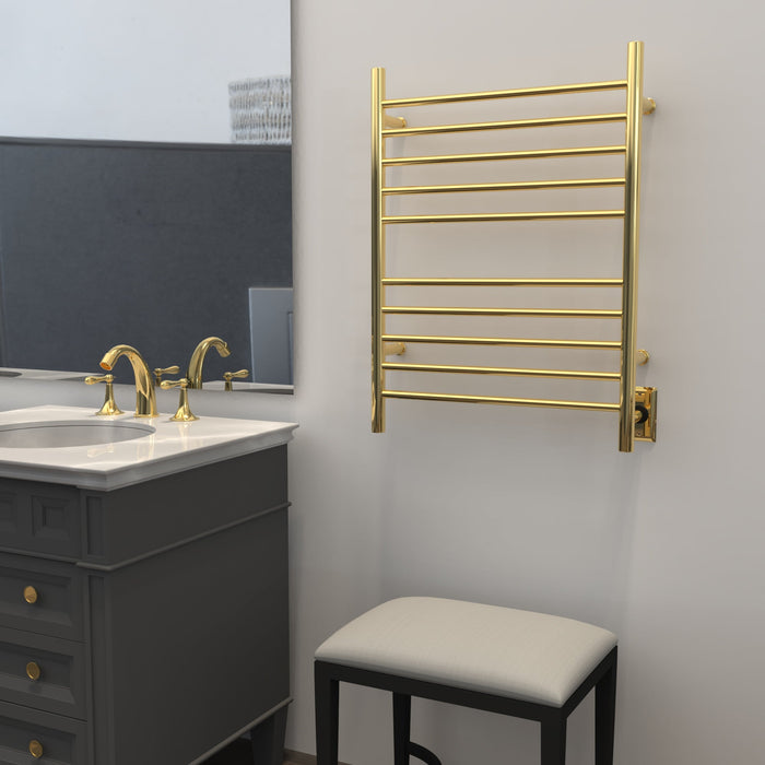 Amba Products RWH-SPG Radiant Straight 10-Bar Hardwired Plug-in Combo Towel Warmer - 4.75 x 24.5 x 31.875 in. - Polished Gold Finish