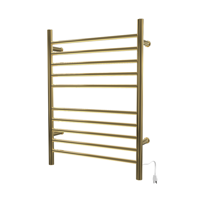 Amba Products RWH-SPG Radiant Straight 10-Bar Hardwired Plug-in Combo Towel Warmer - 4.75 x 24.5 x 31.875 in. - Polished Gold Finish